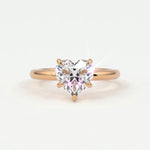 Rings 14K Rose Gold / 7 Heart Shape Diamond Solitaire Band