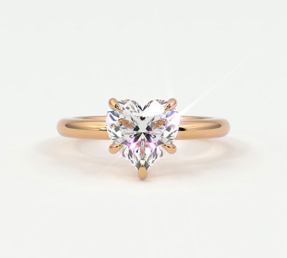 Rings 14K Rose Gold / 7 Heart Shape Diamond Solitaire Band