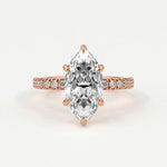 Rings 14K Rose Gold / 7 Marquise Cut Diamond Pave Band, Hidden Halo