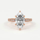 Rings 14K Rose Gold / 7 Marquise Cut Diamond Pave Band, Hidden Halo