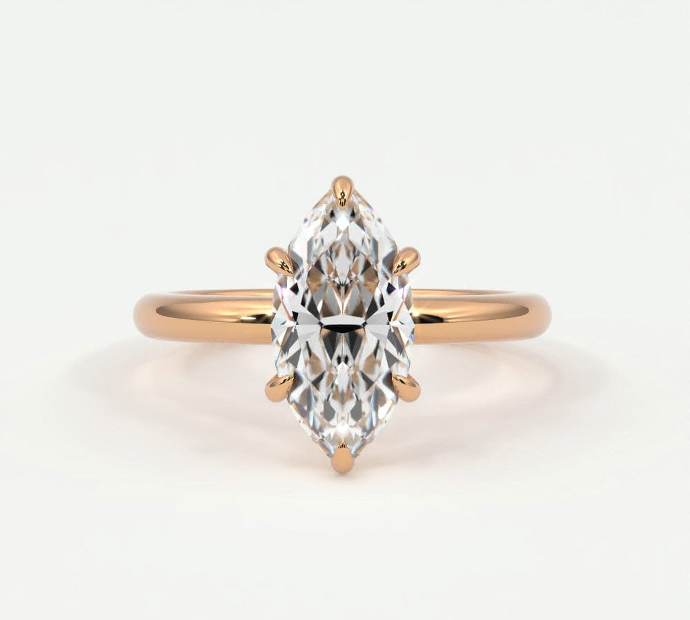 Rings 14K Rose Gold / 7 Marquise Diamond Solitaire Band