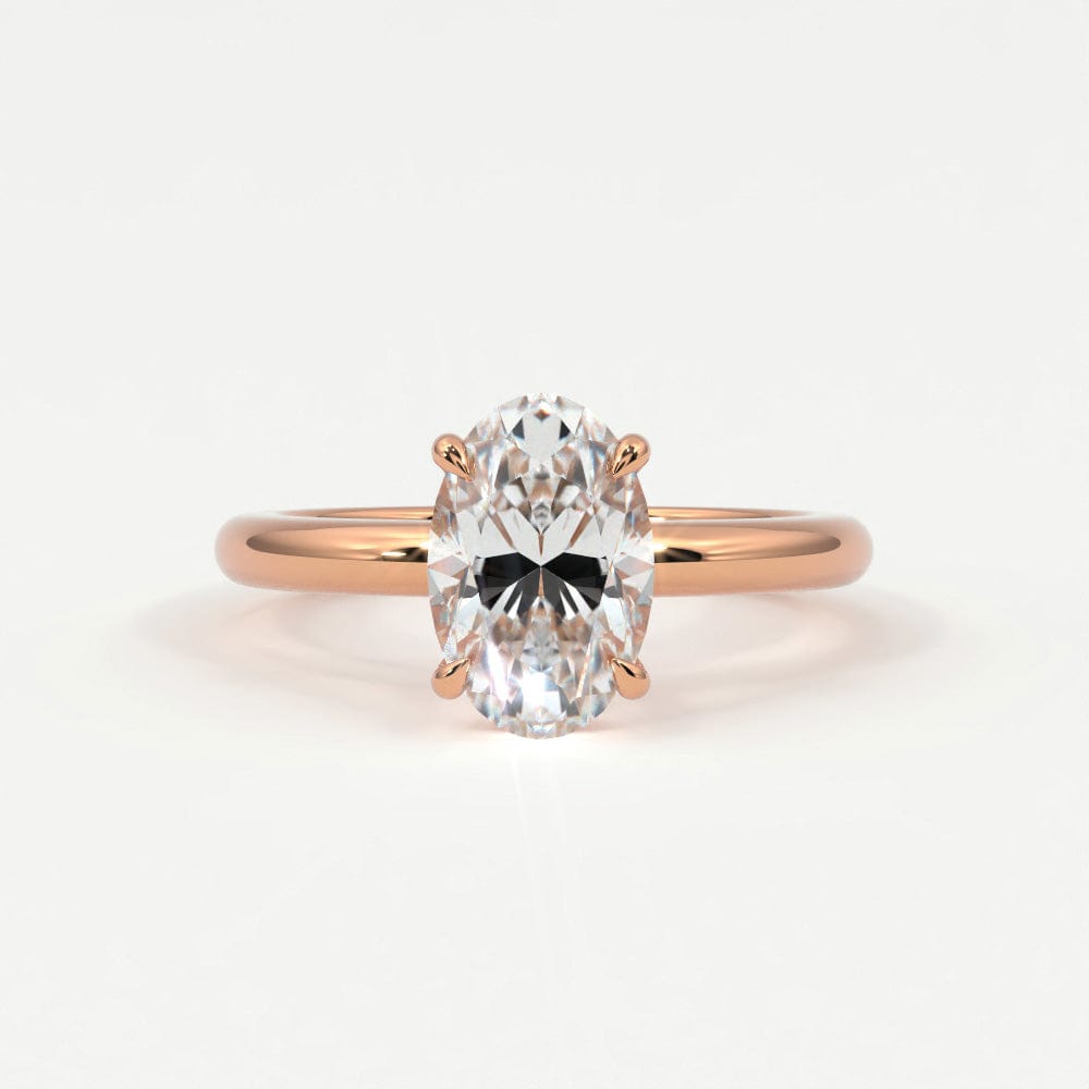 Rings 14K Rose Gold / 7 Oval Cut Diamond Solitaire Band