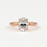 Rings 14K Rose Gold / 7 Oval Cut Diamond Solitaire Band