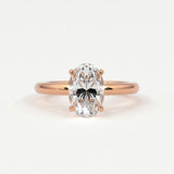 Rings 14K Rose Gold / 7 Oval Cut Diamond Solitaire Band