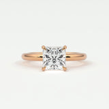 Rings 14K Rose Gold / 7 Princess Cut Diamond Solitaire Band