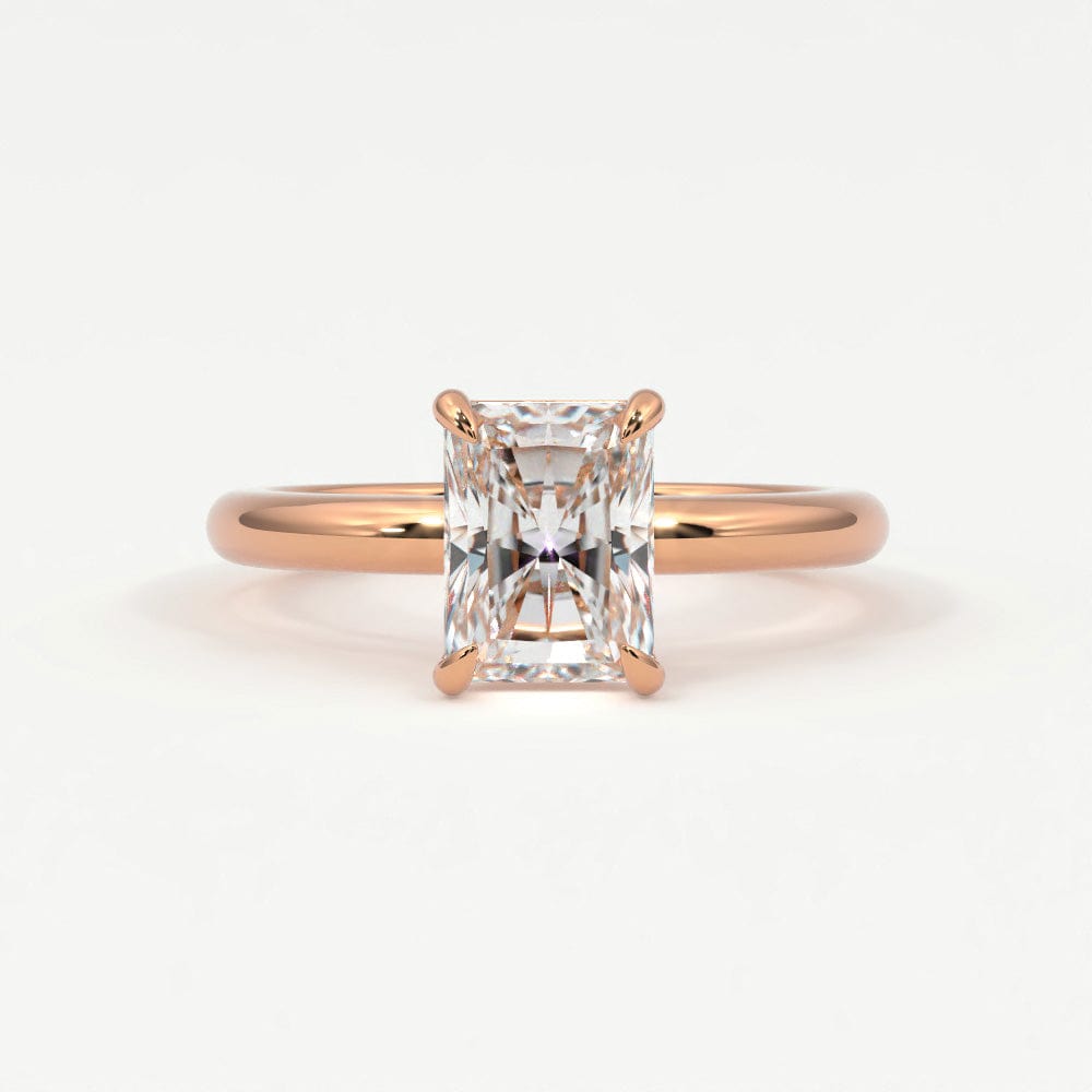 Rings 14K Rose Gold / 7 Radiant Cut Diamond Solitaire Band