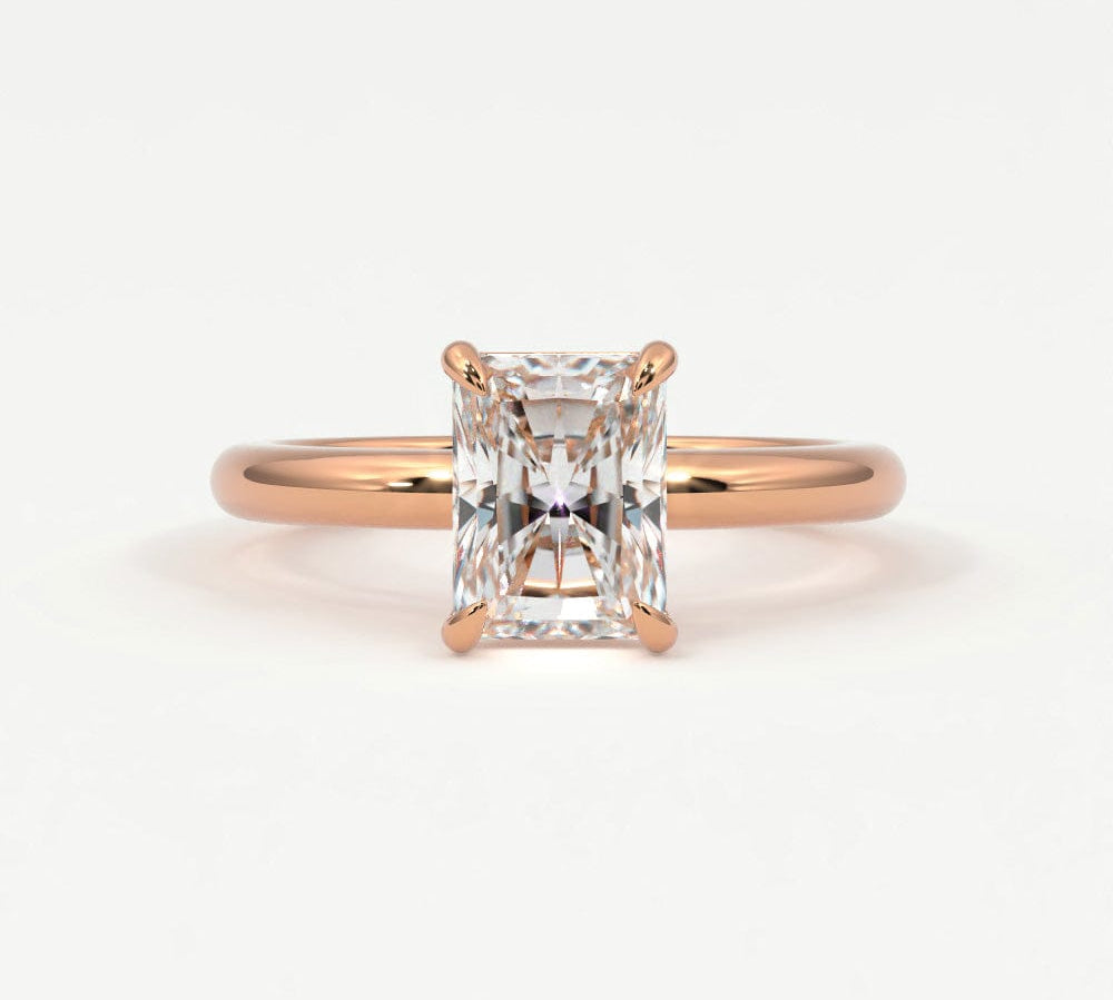 Rings 14K Rose Gold / 7 Radiant Cut Diamond Solitaire Band