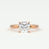 Rings 14K Rose Gold / 7 Square Radiant Cut Diamond Solitaire Band