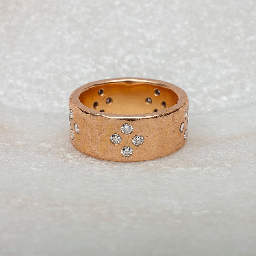 Rings 14K Solid Gold Thick Band with Diamonds Signature Ring