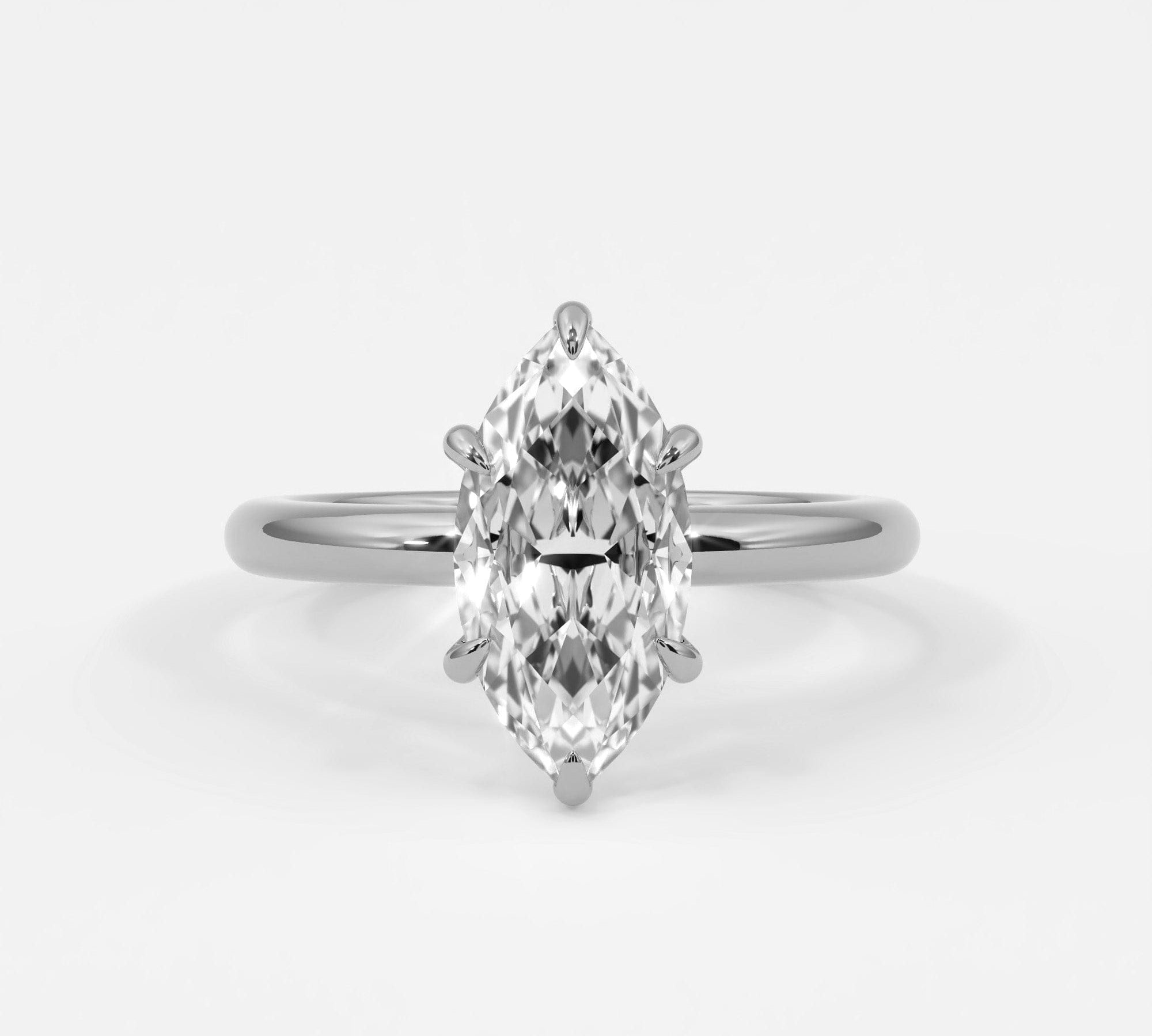 Rings 14K White Gold / 10.5 Marquise Cut Hidden Halo Gold Band