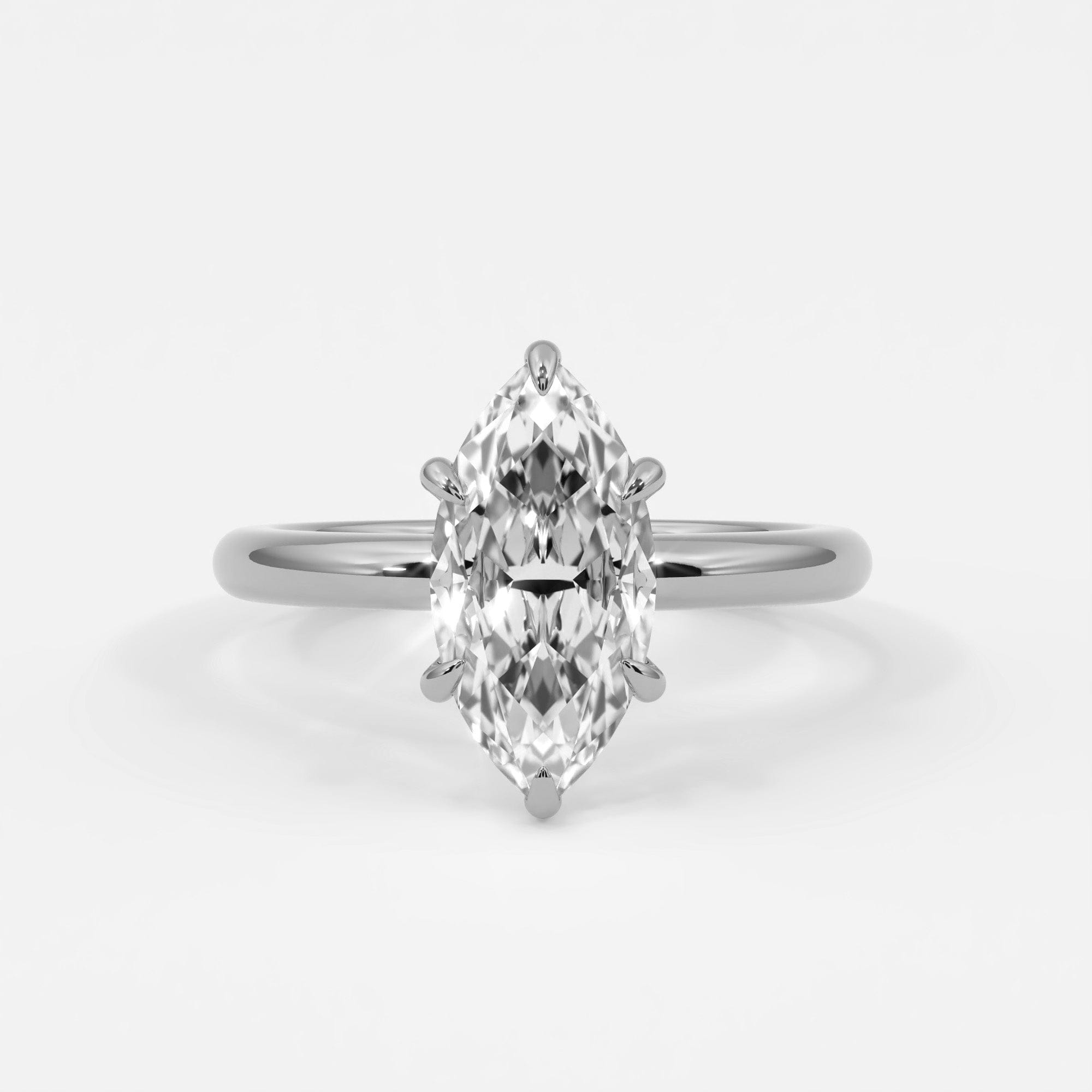 Rings 14K White Gold / 10.5 Marquise Cut Hidden Halo Gold Band