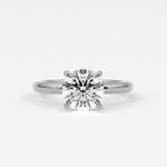 Rings 14K White Gold / 10.5 Round Brilliant Cut Pave Diamond Hidden Halo, Gold Band
