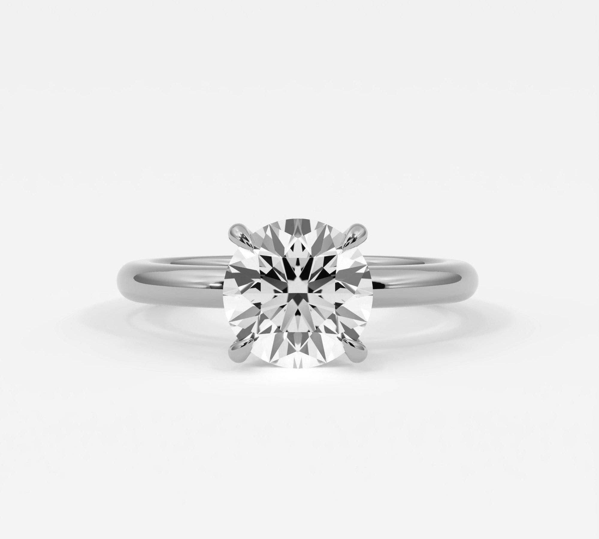 Rings 14K White Gold / 10.5 Round Brilliant Cut Pave Diamond Hidden Halo, Gold Band