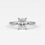 Rings 14K White Gold / 7.5 Radiant Cut Pave Diamond Hidden Halo, Gold Band