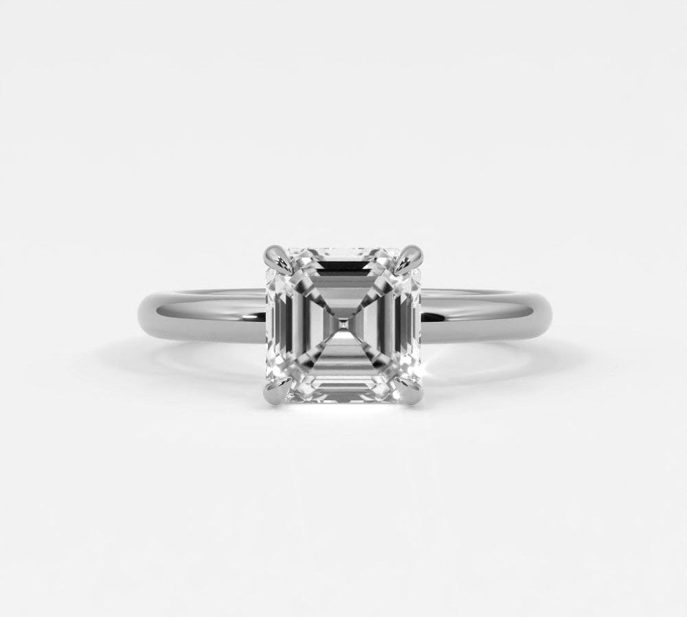 Rings 14K White Gold / 7 Asscher Cut Diamond Solitaire Band