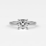Rings 14K White Gold / 7 Cushion Cut Pave Diamond Hidden Halo, Gold Band