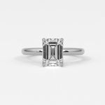 Rings 14K White Gold / 7 Emerald Cut Diamond Solitaire Band
