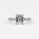Rings 14K White Gold / 7 Emerald Cut Diamond Solitaire Band
