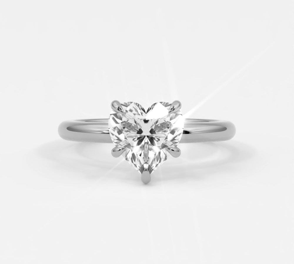 Rings 14K White Gold / 7 Heart Shape Diamond Solitaire Band