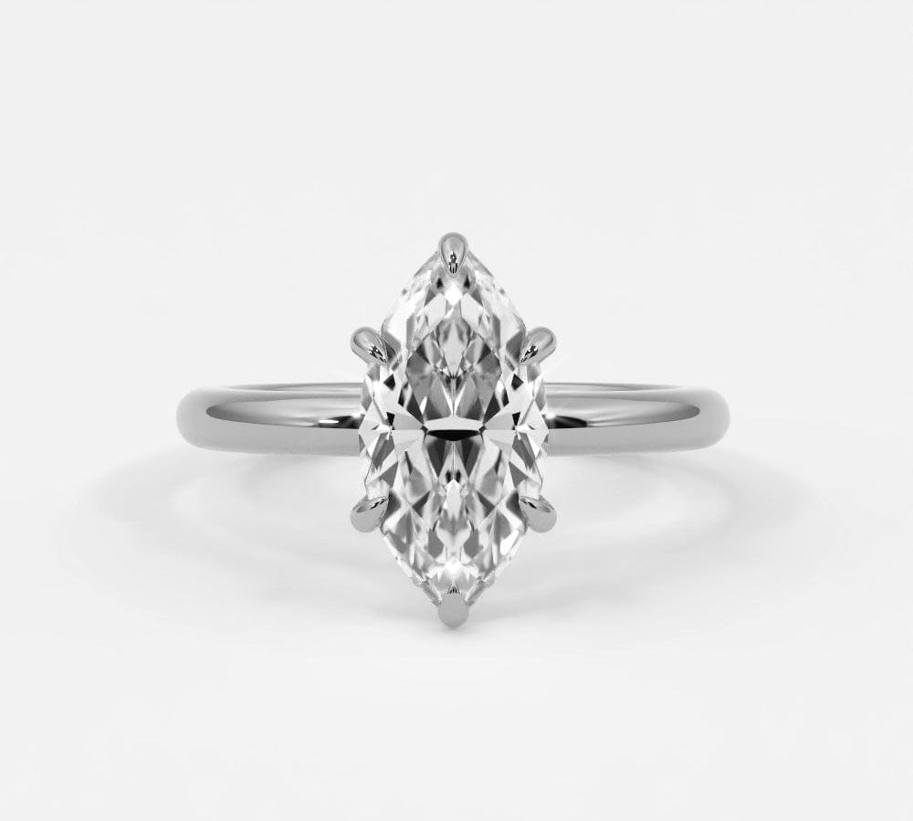 Rings 14K White Gold / 7 Marquise Diamond Solitaire Band