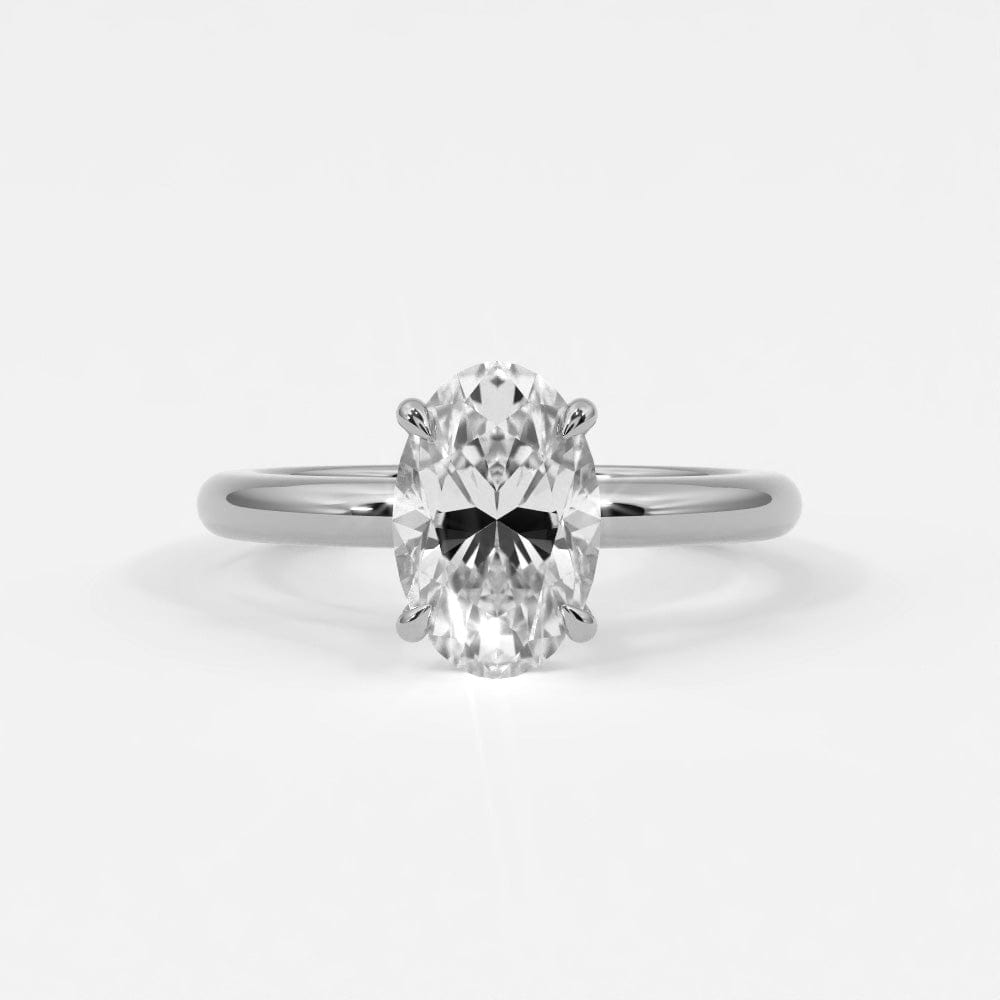 Rings 14K White Gold / 7 Oval Cut Diamond Solitaire Band