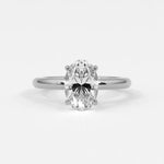Rings 14K White Gold / 7 Oval Cut Diamond Solitaire Band