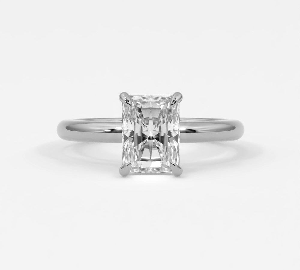 Rings 14K White Gold / 7 Radiant Cut Diamond Solitaire Band