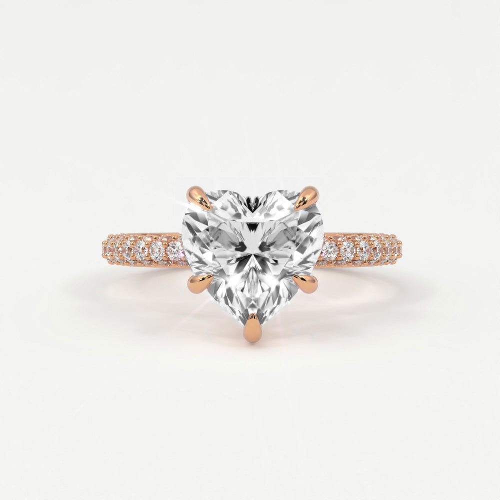 Rings 14K Yellow Gold / 10.5 Heart Shape Pave Diamond Single Row, Hidden Halo