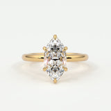Rings 14K Yellow Gold / 10.5 Marquise Cut Hidden Halo Gold Band