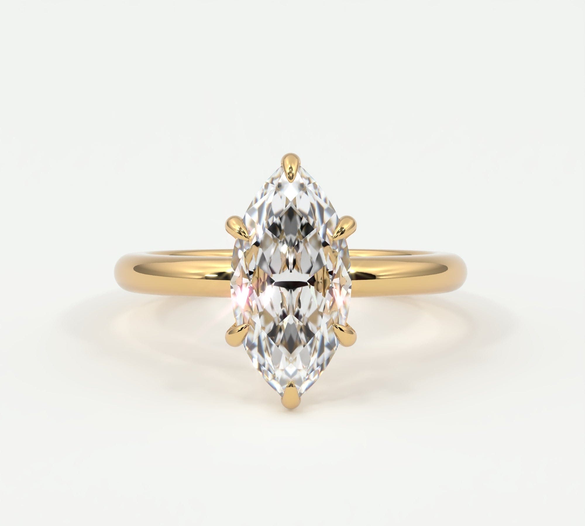 Rings 14K Yellow Gold / 10.5 Marquise Cut Hidden Halo Gold Band