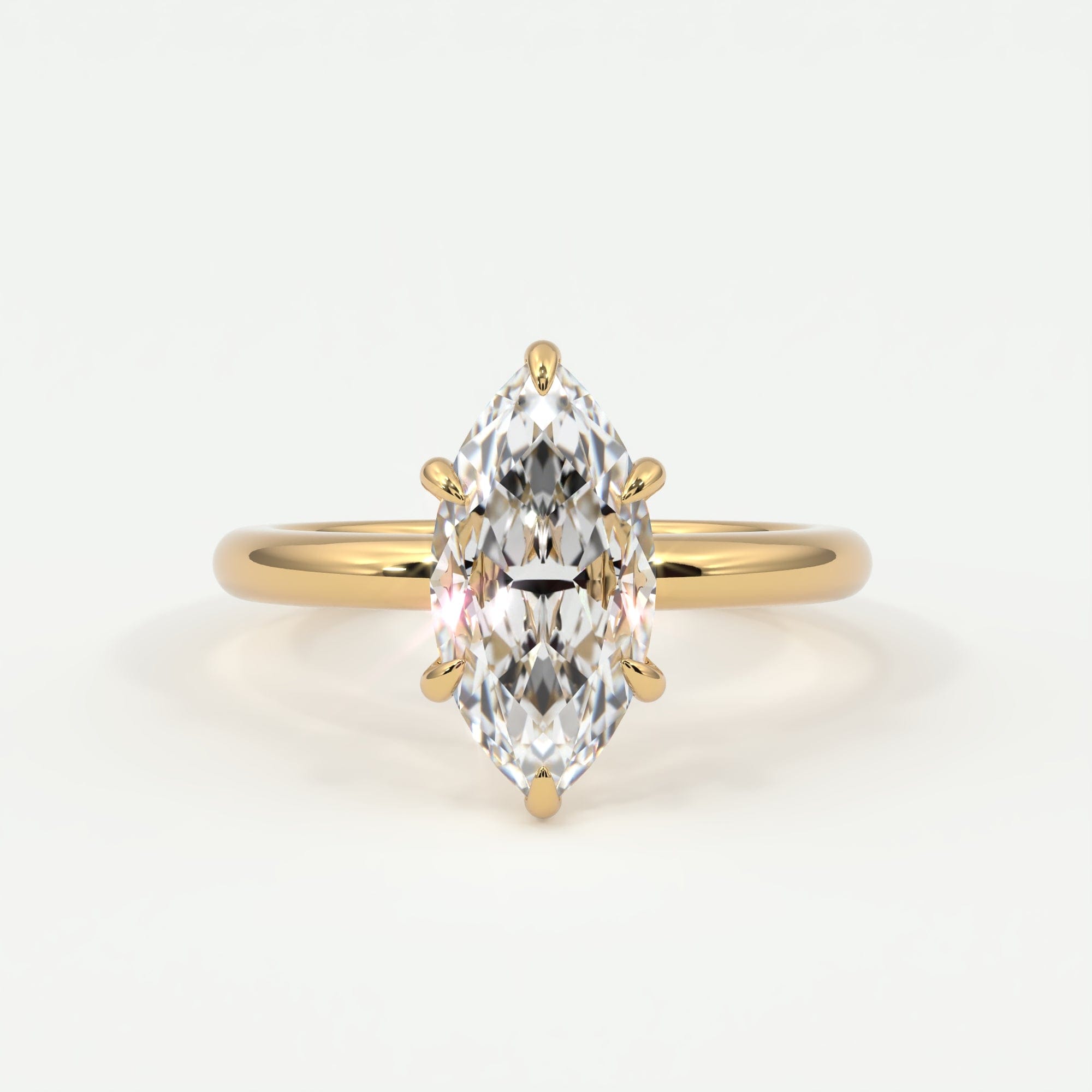 Rings 14K Yellow Gold / 10.5 Marquise Cut Hidden Halo Gold Band