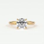 Rings 14K Yellow Gold / 10.5 Round Brilliant Cut Pave Diamond Hidden Halo, Gold Band