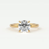 Rings 14K Yellow Gold / 10.5 Round Brilliant Cut Pave Diamond Hidden Halo, Gold Band