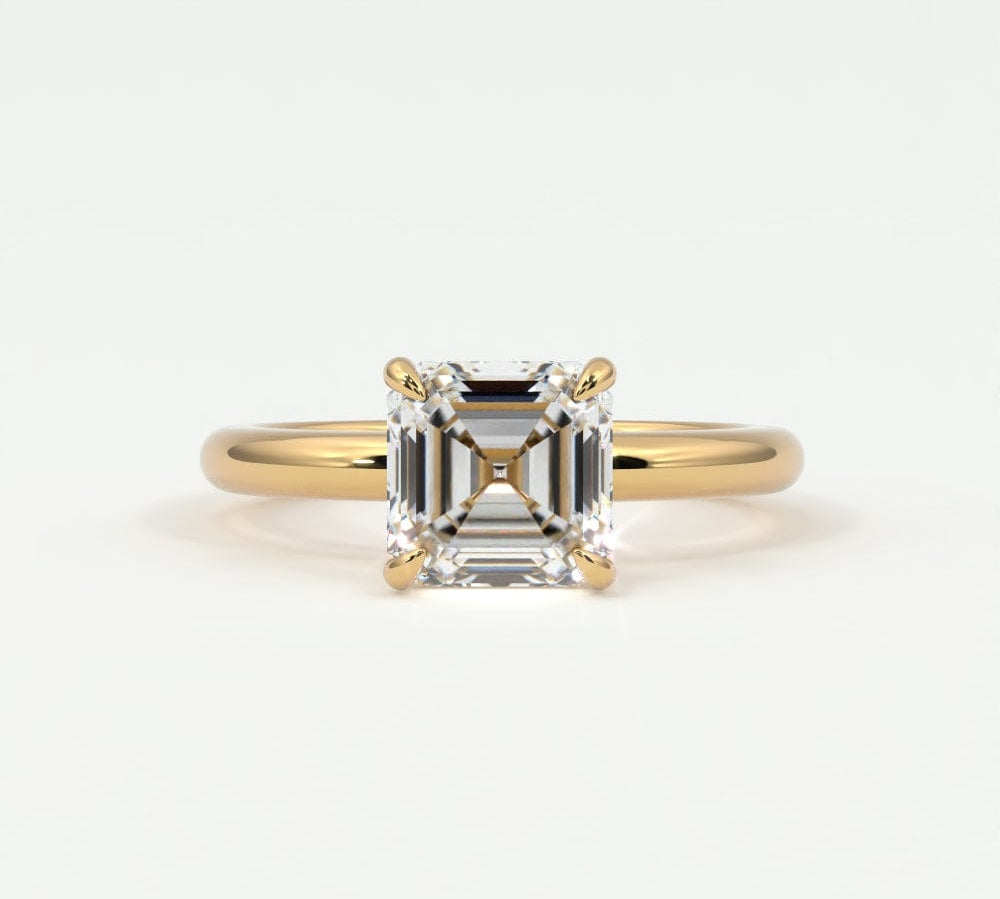 Rings 14K Yellow Gold / 7 Asscher Cut Diamond Solitaire Band