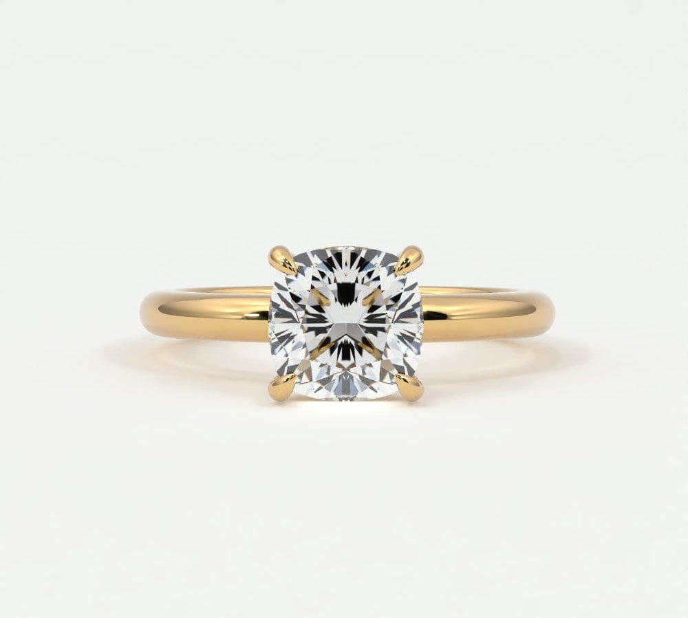 Rings 14K Yellow Gold / 7 Cushion Cut Diamond Solitaire Band
