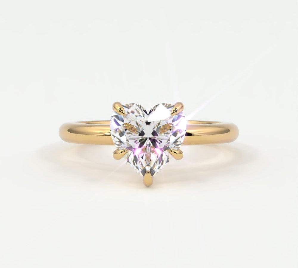 Rings 14K Yellow Gold / 7 Heart Shape Diamond Solitaire Band