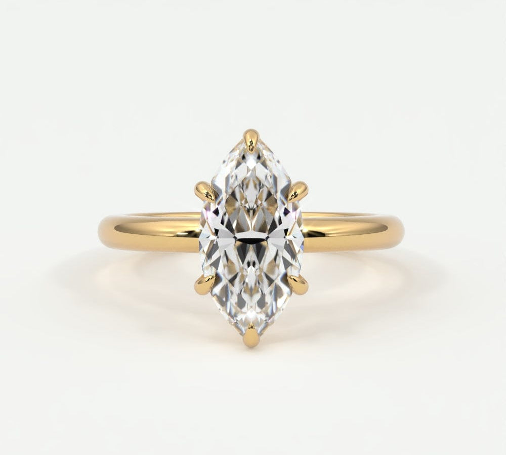Rings 14K Yellow Gold / 7 Marquise Diamond Solitaire Band