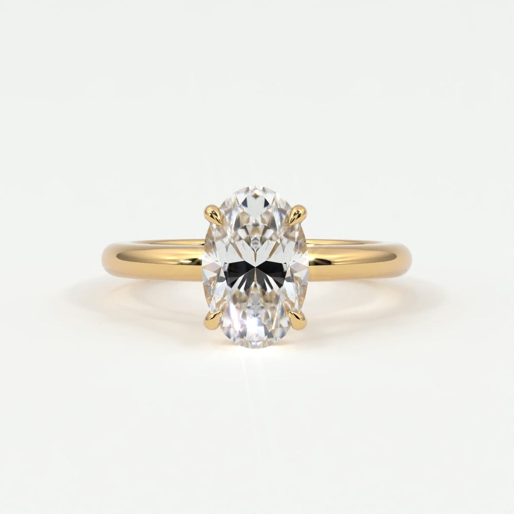 Rings 14K Yellow Gold / 7 Oval Cut Diamond Solitaire Band