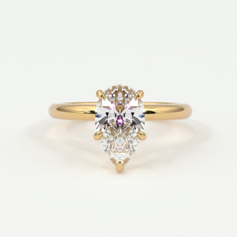 Rings 14K Yellow Gold / 7 Pear Shape Diamond Solitaire Band