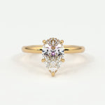 Rings 14K Yellow Gold / 7 Pear Shape Diamond Solitaire Band