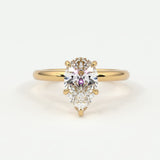 Rings 14K Yellow Gold / 7 Pear Shape Diamond Solitaire Band