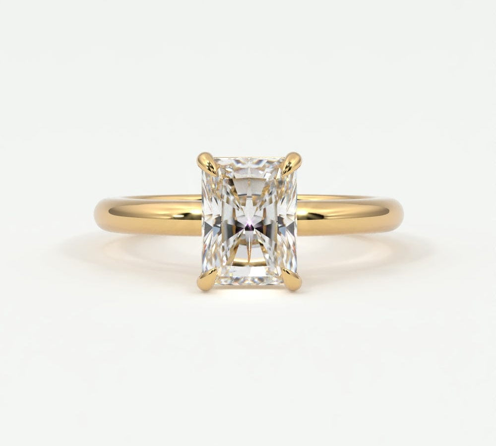 Rings 14K Yellow Gold / 7 Radiant Cut Diamond Solitaire Band