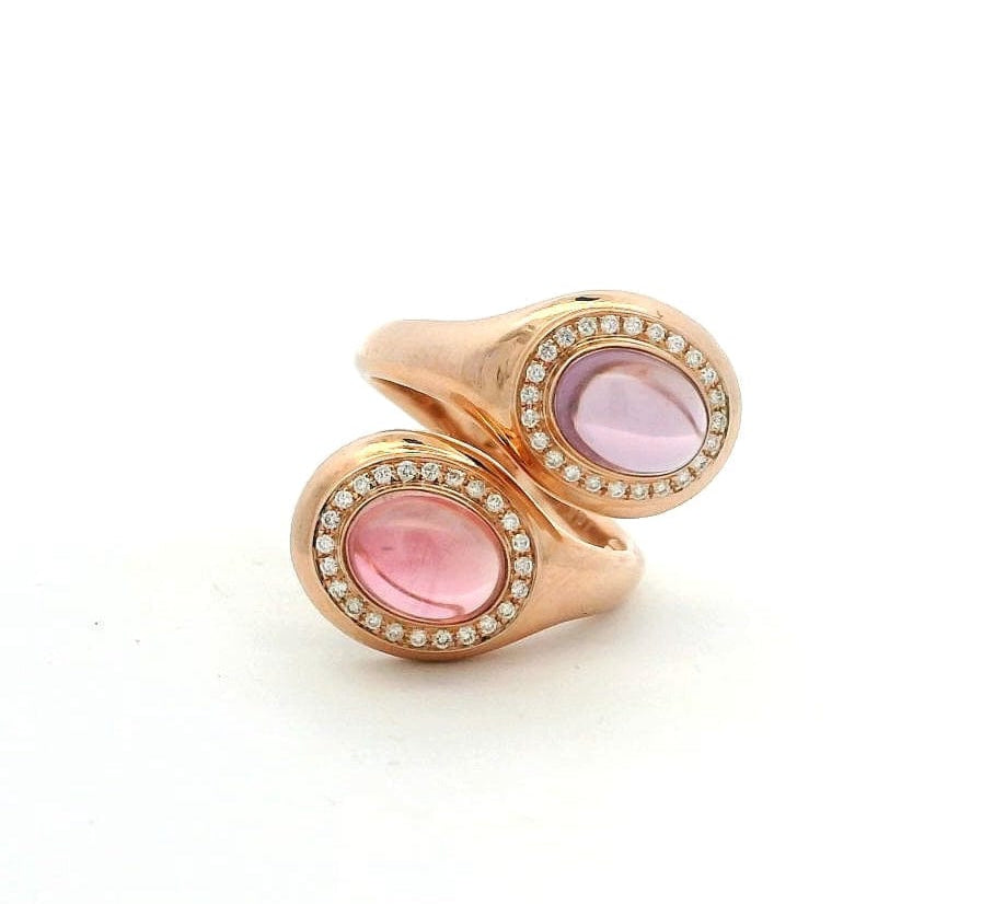Rings 18K Gold Amethyst and Diamond Wrap Around Ring