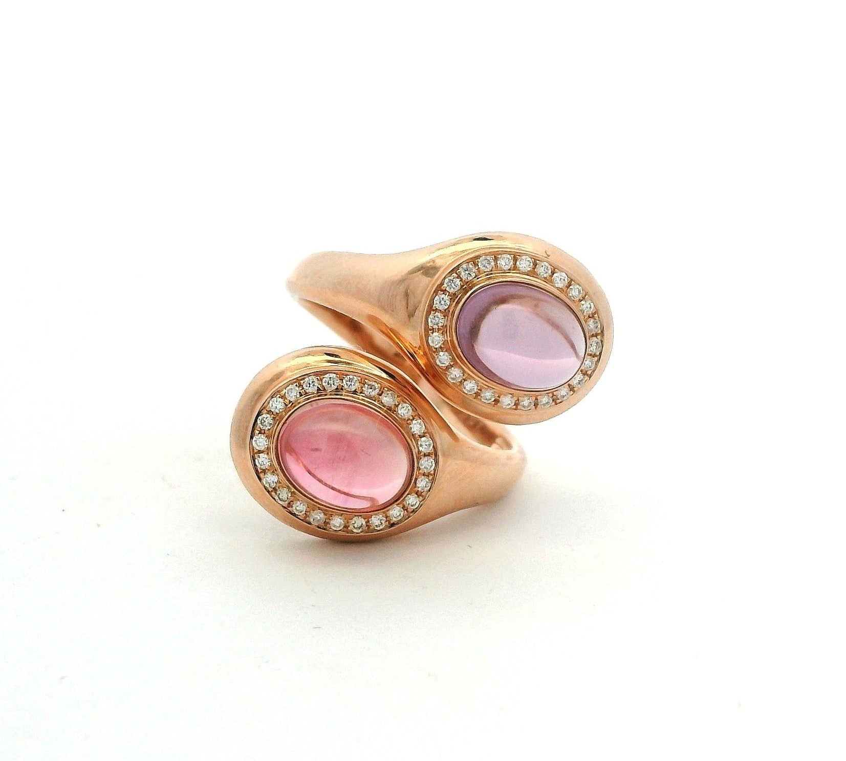 Rings 18K Gold Amethyst and Diamond Wrap Around Ring
