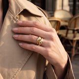 Rings 18K Gold Diamond Dome Diamond Wave Ring