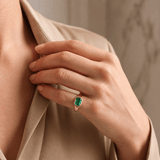 Rings 18K Gold East West Emerald Baby Dome Ring