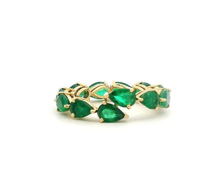 Rings 18K Gold East West Emerald Wrap Eternity Band