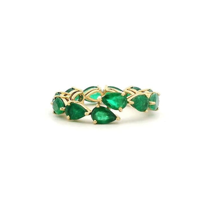 Rings 18K Gold East West Emerald Wrap Eternity Band