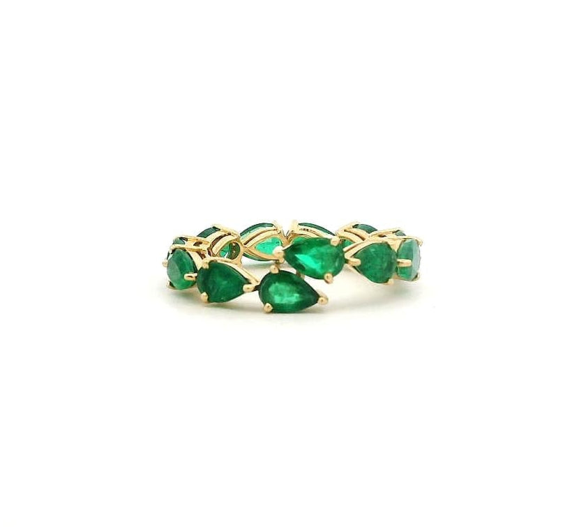 Rings 18K Gold East West Emerald Wrap Eternity Band