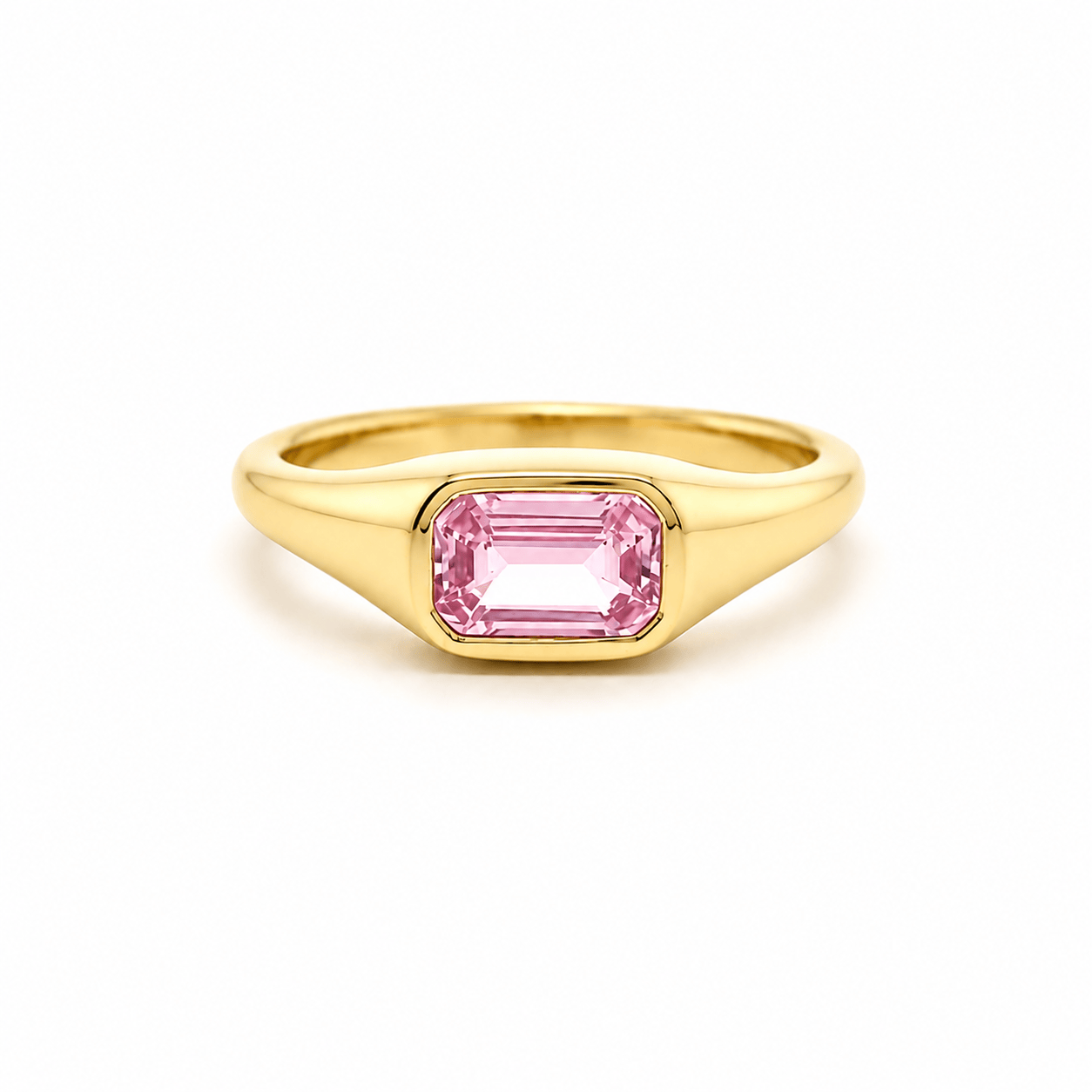 Rings 18K Gold East West Pink Sapphire Baby Dome Ring